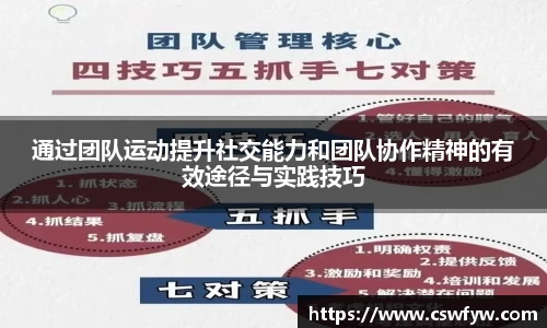 通过团队运动提升社交能力和团队协作精神的有效途径与实践技巧